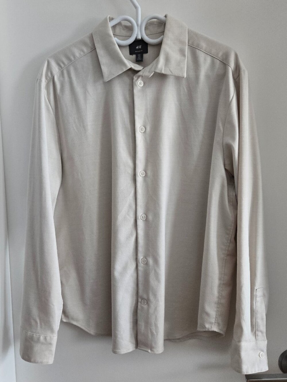 H&M Regular Fit Dress Shirt – Men's Large – Stone/Beige